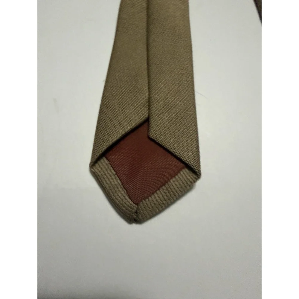 Hickok Vintage Mens Tie Made in USA Olive Tan Taupe Twill Textured Necktie
